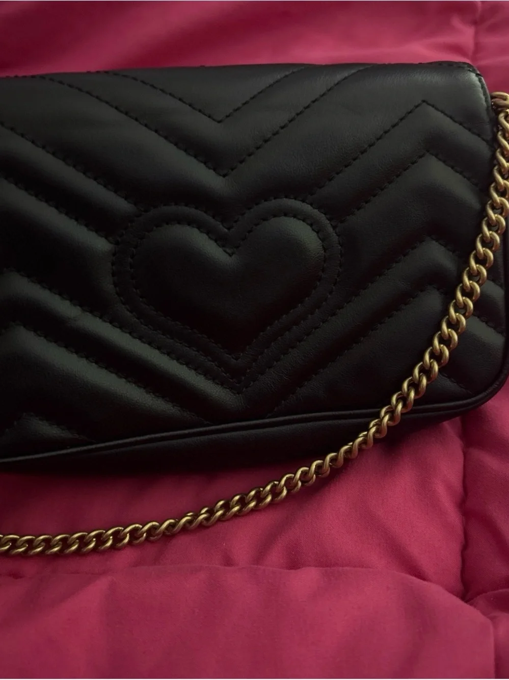 Gucci Black Quilted Matelassé Crossbody with Gold Double G